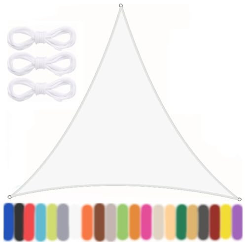 Ryanbem Vela Ombreggiante Triangolare, Tenda a Vela Impermeabile Tenda da Sole per Esterno Protezione Raggi UV 95% Vela Solare con 3 Corde per Giardino Terrazza Bianco 3x3x3m