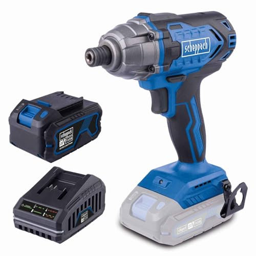 Scheppach Akku-Schlagschrauber C-ID180-X 20V Akkuschrauber | Drehmoment 180Nm | Schlagzahl 3600bpm | Drehzahl 0 – 2800 min-1 | Innensechskant-Aufnahme ¼ | 20V-IXES-Serie | mit 4Ah Akku & Ladegerät