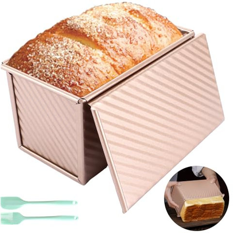 VIDETOL Brotbackform mit Deckel, 550g Brot Toastform Laib Pfanne, Toastbrotform Antihaft, Toastbrot Brotform Kastenform mit Teigschaber und Ölpinsel, Kastenform Brot für Toast und Brot
