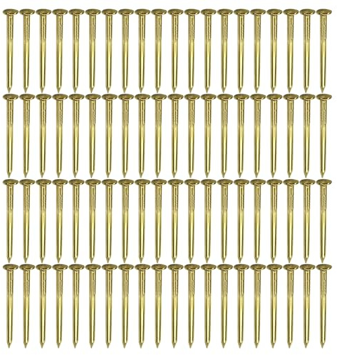 cyclingcolors 100x Messingnägel Rundknopf Messing Nägel Ziernägel Antik Holz Möbel Vintage Gelb Gold Rundkopfstifte 1,8 x 30 mm