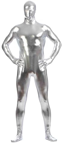YOSUWOAI Herren Metallic Bodysuit Overall Stretch Eng Jumpsuit Männer Ganzanzug Glitzer 70er 80er Disco Fasching Karneval Kostüm Party Clubwear Shiny Einfarbige Einteiler Onesie