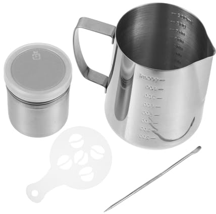 Pichet Argenté 1000ml le Mousser Inoxydable à Acier Lait | Bec Verseur Précis, Usage Multifonction pour Chocolat et Jus, Lot de 1 Set de Set, Entretien Facile