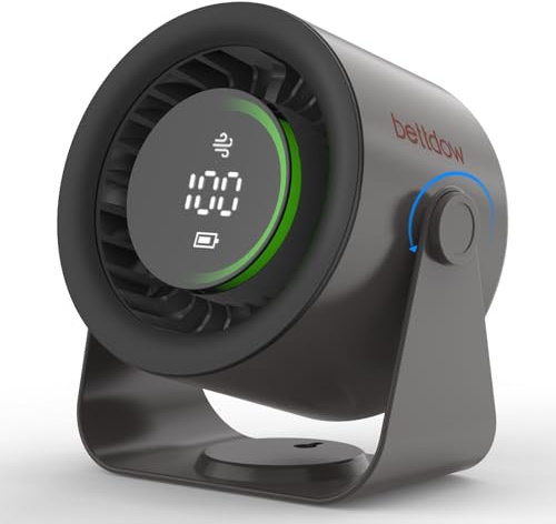Bettdow BETTODW Ventilateur de bureau, 100 ventilateurs de table silencieux, 12 heures de temps de refroidissement, affichage numérique, modes d'éclairage réglables, ventilateur portable pour la