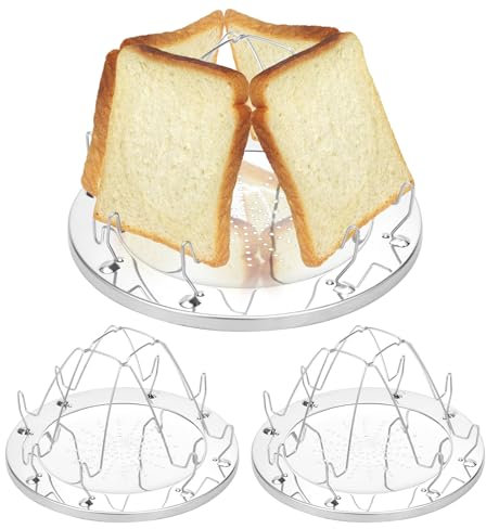 Grille-pain de camping pour plateau à toast, 4 tranches en acier inoxydable, mini grille-pain, accessoires de camping avec support pliable pour famille, pêche, pique-nique, vacances