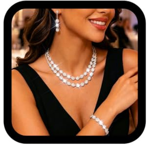 Fashband Kristall-Schmuckset für Braut und Hochzeit, glitzernde Strasssteine, Armband, Ohrringe, Abschlussball-Schmuck-Accessoires für Frauen