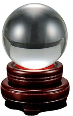JYARZ Sfera di Cristallo Palla di Vetro Sfera di Cristallo Trasparente Sfera di Cristallo Trasparente Naturale con Base di Supporto for L'home Office Sfera di Cristallo per Fotografia(18cm)