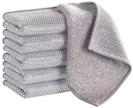 10pcs Non Scratch Wire Dish Cloth,Steel Wool Cleaning Cloths Dishwashing Rags,Non-Scratch Dishcloth,Metal Multipurpose Scrubbers,Silver Multifunctional Kitchen Towel Scrubbing Dishes,for Scouring