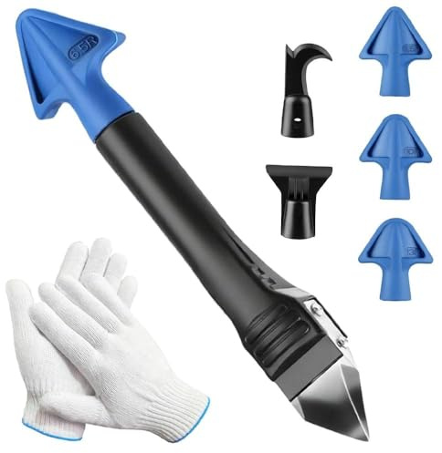3 in 1 Caulking Tool, Multi-Function Sealant Remover with Blue Handle, Grout Removal Tool with Stainless Steel Head for Bathroom, Kitchen Floor Window Sink Frame Joints