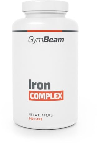 GymBeam Eisenkomplex - Funktionelle Kombination aus Eisen Vitamin C, Zink, Vitamin B9, Eisentabletten zur Unterstützung des Immunsystems, der kognitiver Funktionen (240 Kaps)