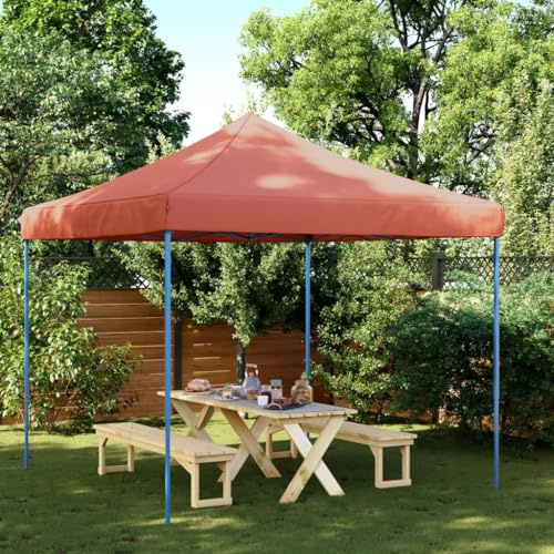 QJBSAVVA Gazebo pieghevole in terracotta, 292 x 292 x 315 cm, tenda da giardino pop-up con struttura in acciaio verniciato a polvere, tessuto Oxford impermeabile, per esterni, per barbecue ed eventi