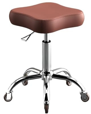 UALXPAO Rollhocker Höhenverstellbarer Drehhocker mit Rollen, Rollhocker aus PU-Leder for Zuhause, Küche, Salon, Nagelstudio(Pink (Silent Wheel))