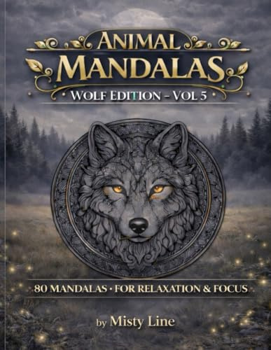 Animal Mandalas – Wolves Edition, Volume 5: 80 Abstract Wolf-Inspired Mandalas for Calm, Balance & Relaxation