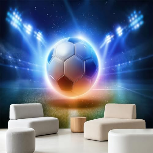 Fototapete Stadion Fußball Flutlicht Tapete 150x105cm, Surreal Tapete Wohnzimmer Schlafzimmer Und Küche Vliestapete - Bildtapete 3D Effekt Wand Dekoration