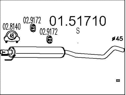 MTS 01.51710 Mittelschalldämpfer Mitteltopf 1840mm 5,7kg