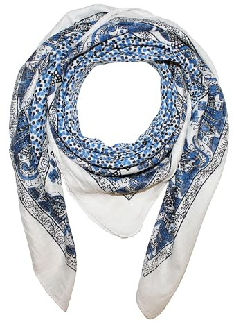 Superfreak Baumwolltuch - Elefant - weiß - blau-schwarz - quadratisches Tuch