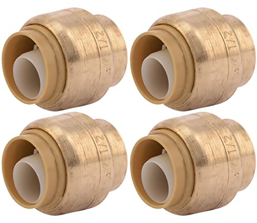 SharkBite 1/2-Inch End Cap, Push-to-Connect, PEX, Copper, CPVC, 4 Count