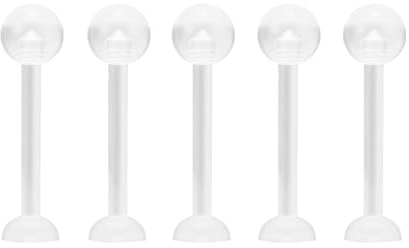 NewkeepsR 5 Stück-1,6mm Dicke, 14mm Länge, Bioplast Flexibler, klarer Zungenringhalter, Unauffällige flache Labret-Abstandshalter