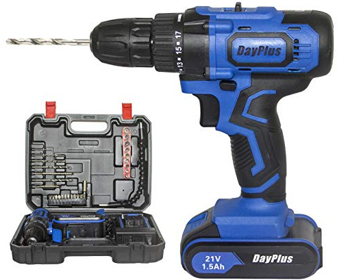 Cordless Drill, 21V Power Drill/Driver Set w/ 3/8'' Keyless Chuck, 398 in-lbs Torque, 25+1 Torque Setting, 2 Variable Speed, 29pcs Drill Bits, Battery & Charger, Electric Drill for Home DIY