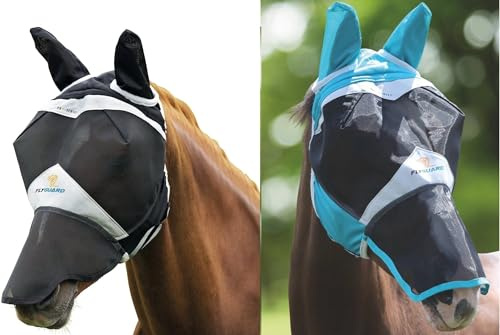 Shires FlyGuard Fine Mesh Fliegenmaske mit Ohren & Nasenteil Gr. Mini-Shetty, Schwarz