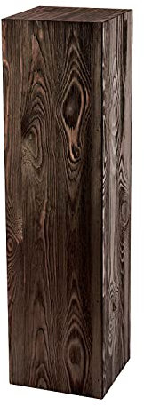 Colonne En Bois Rustique Pour Plante Ou Photophore, Bloc De Bois Décoratif, Tronc D’Arbre Fait Main, Stable Et Durable, Noir, 75x20x20 Cm