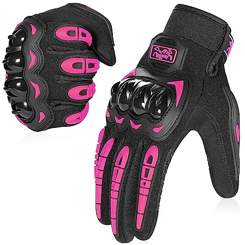 COFIT Motorcycle Gloves for Men and Women, Full Finger Touchscreen Motorbike Gloves for BMX ATV MTB Riding, Road Racing, Cycling, Climbing - Pink M