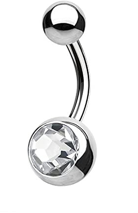 WARRIOR Bauchnabelpiercing Banane mit weißem Peter Belly Button Steril aus Titan 14 G (1,6 mm) Körperpiercing Einzelstück PTD-02, Lunghezza Barra 14mm, Titan