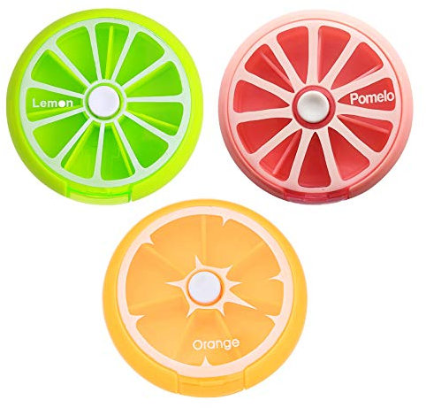 3 PCS Tragbare 7 Tage Pillendose Tragbare Wöchentliche Vitamin Aufbewahrungsboxen Tablette Pillendosen für Reise Outdoor Unterwegs Runde Pillenbox Vitamine Organizer für Reise Outdoor Unterwegs