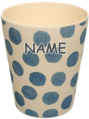 alles-meine.de GmbH 4 Stück Kunststoff Trinkbecher/Becher - Punkte - blau - Creme/beige - inkl. Name - 300 ml - BPA frei - aus Kunststofffasern - Tasse - Zahnputzbecher /..