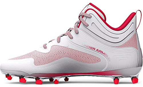 Under Armour Scarpa da uomo Command Mid Lacrosse Mt TPU, (101) Bianco/Rosso/Rosso, 48 EU