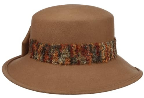 LIERYS Malleva Wollhut Glockenform Hellbrauner Filzhut mit Garniturband Made in Italy Damen Herbst/Winter Hellbraun One Size