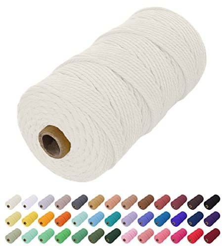 Uiopa Corde Macramé 2mm x 200m, Fil Macramé Coton Corde Coton Naturelle, Ficelle Cordon Macramé Cordelette 2mm pour Tenture Murale, Porte Plante Mural, Rideau, Décoration Bohème (Naturel)
