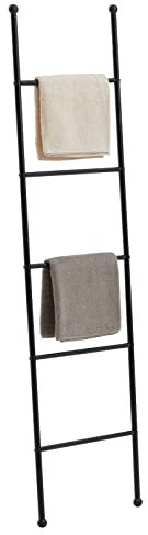 Handtuchhalter CASTEL mit 5 Stangen in schwarz, Schlichte Handtuchleiter aus Metall, Handtuchhalter im modernen Design