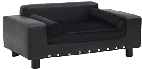 Canapé pour chien Noir 81x43x31 cm Peluche et similicuir