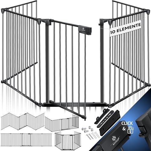 KESSER® Barrière de Protection pour cheminée avec Porte en métal, Barrière de sécurité pour Four, Barrière de sécurité pour Animaux, pour la sécurité des Enfants, 600cm