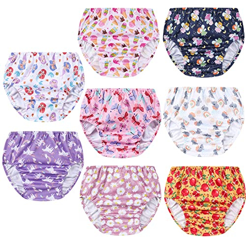 SMULPOOTI 8 Packs Reusable Plastic Underwear Covers for Potty Training and Waterproof Diaper Cover for Rubber Pants Girls 3t