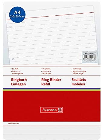 NEU BRUNNEN Ringbucheinlage DIN A4, 50 Blatt, 70g, liniert