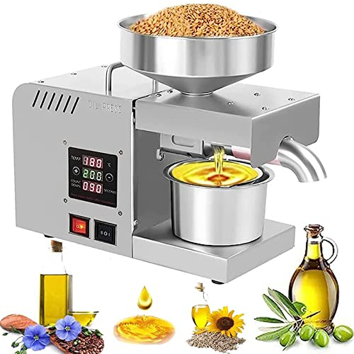 SSQUZA Molino de Aceite eléctrico para nueces Cacahuetes máquina de prensado de Aceite Prensa automática Fría & Caliente Extractor de Acero Inoxidable Máquina de Prensa de Aceite,220V