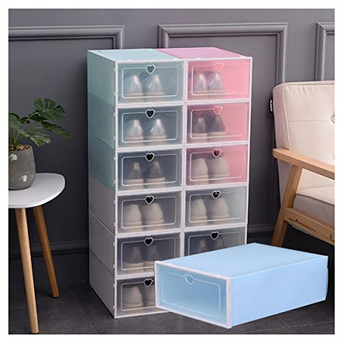 Schuhkarton Schuhboxen, transparente Schuhaufbewahrungsbox, faltbare staubdichte Kunststoff-Schuhbox, 33 x 23 x 14 cm pro Spind, Schuhorganizer Aufbewahrungsbox für Schuhe, High Heels, Sneaker ( Color