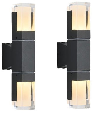 MODEBHD LED-Auf- und Abwärtsleuchten für den Außenbereich, 2 Stück, integrierte quadratische Außenleuchten für Häuser, 10 W, 2700 K warmes Aluminium, moderne Außenleuchte für Veranda, Terrasse, Garage