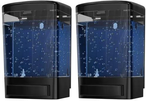 Commercial Soap Dispenser Wall Mount for Bathroom (2-Pack), Wall Mounted Hand Soap/Sanitizer Dispenser for Home or Business (Black), by EnBath