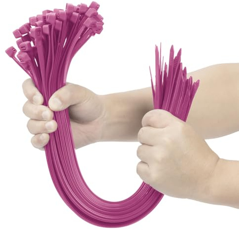 XINGO Pink 20 Inch Zip Ties Heavy Duty 100 Pack, 200 LBS Ultra Strong Plastic Wire Ties, Large Cable Ties Extra Long Tie Wraps, Indoor and Outdoor UV Resistant