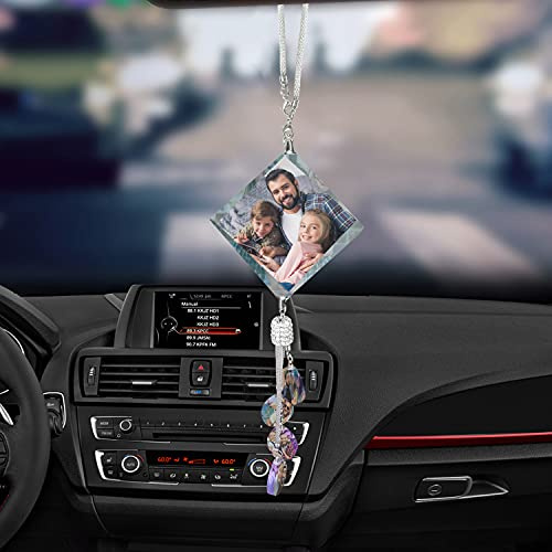 Personalisierter Foto-Kristall-Autoanhänger, individuelles Foto-Auto-Rückspiegel-Anhänger-Zubehör