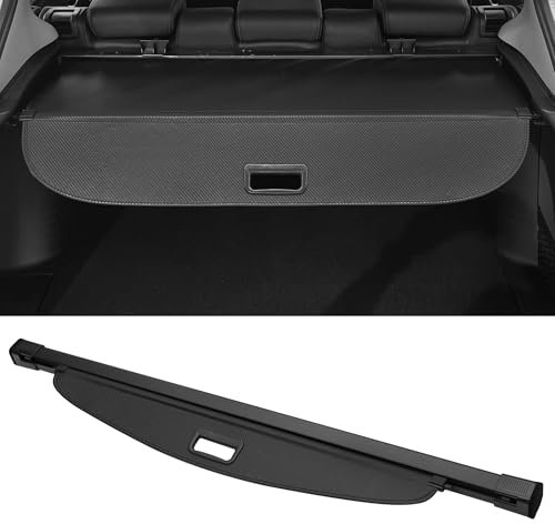 Motoforti Cache-Bagages Rétractable Pour Coffre De Voiture pour Kia Ev6 2022-2024 Étagère De Coffre Arrière Étagère De Bagages Étagère De Sécurité Étagère D'Ombrage, Fibre De Carbone Noire