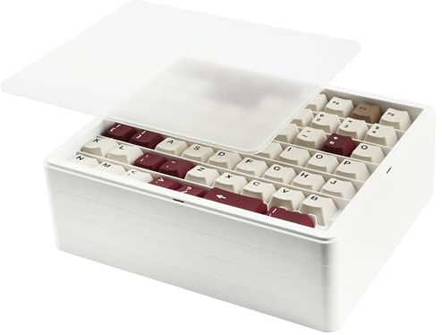 Hyekit Keycap Storage Box, 4th Floor PBT Dustproof Display Case, 252 Keys Visible Top Cover, Cherry MOA XDA SA OEM MSA DSA MAO Profile Mechanical Keyboard Keycap Collection Box (White) | 4-Layer Stackable Design, 252 Keycaps Capacity, Cherry XDA MOA OEM MSA DSA MAO Profile Support, White, Customizable Storage