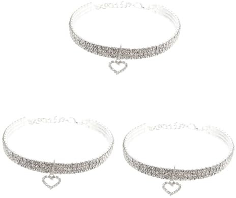 Toddmomy 3pcs Elegant Rhinestone Necklace Collar for Shape Pendant Puppy Necklace for Photography