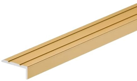Aluminium Anti Non Slip Self Adhesive Stair Edge Nosing 25x10 mm - 1M (39.37) Rubust Trim LSW10K TMW Profiles (Gold)