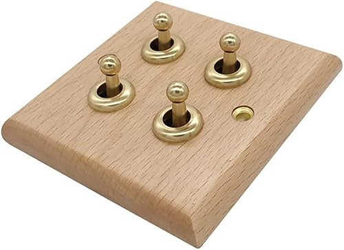 Interruptor de palanca de pared, Interruptor de luz de pared de madera maciza de lujo de 86 W con palanca intermedia de latón manual(Gang)