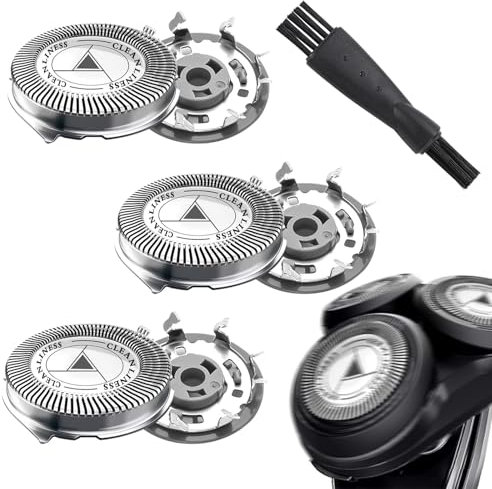 SH30/50/52 Scherkopf Kompatibel mit Philips Series 5000, 3000 2000, 1000,3 Stück SH30 Ersatzscherkopf kompatibel mit Philips Rasierer AT8xx/AT7xx, mit Reinigungsbürste, Nass Trocken Rasierer-Zubehör
