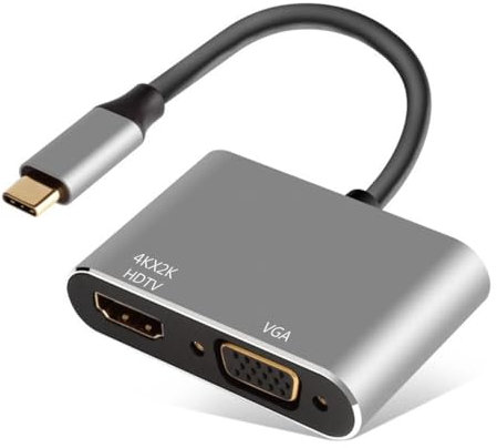 Znoogrn USB C to HDMI VGA Adapter, 2 in 1 Type-C to VGA 4K HDMI Converter for Dual Monitor Adapter Compatible with MacBook Pro, iPhone 16 15 Pro Max, Surface Pro, PC, etc