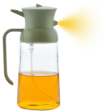 Maodom Pulverizador de aceite para cocinar, botella de aceite en aerosol 2 en 1 para cocina, botella de spray de aceite de oliva de vidrio, dispensador de aceite para sartén, freidora, estufa